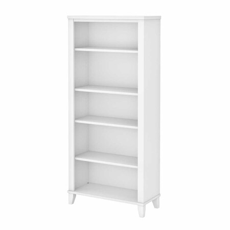 Bush Furniture Somerset Tall 5 Shelf Bookcase in White WC81965
